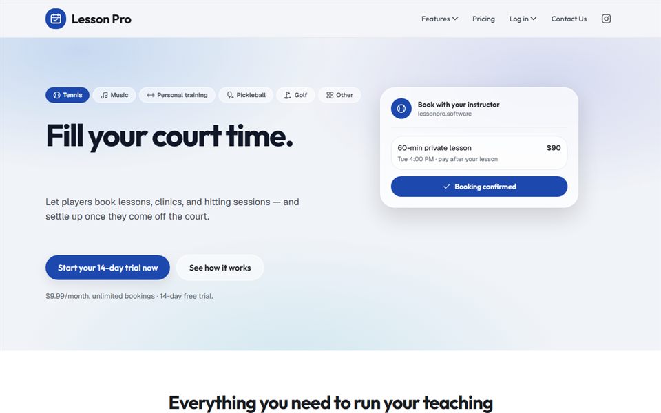 LessonPro home page